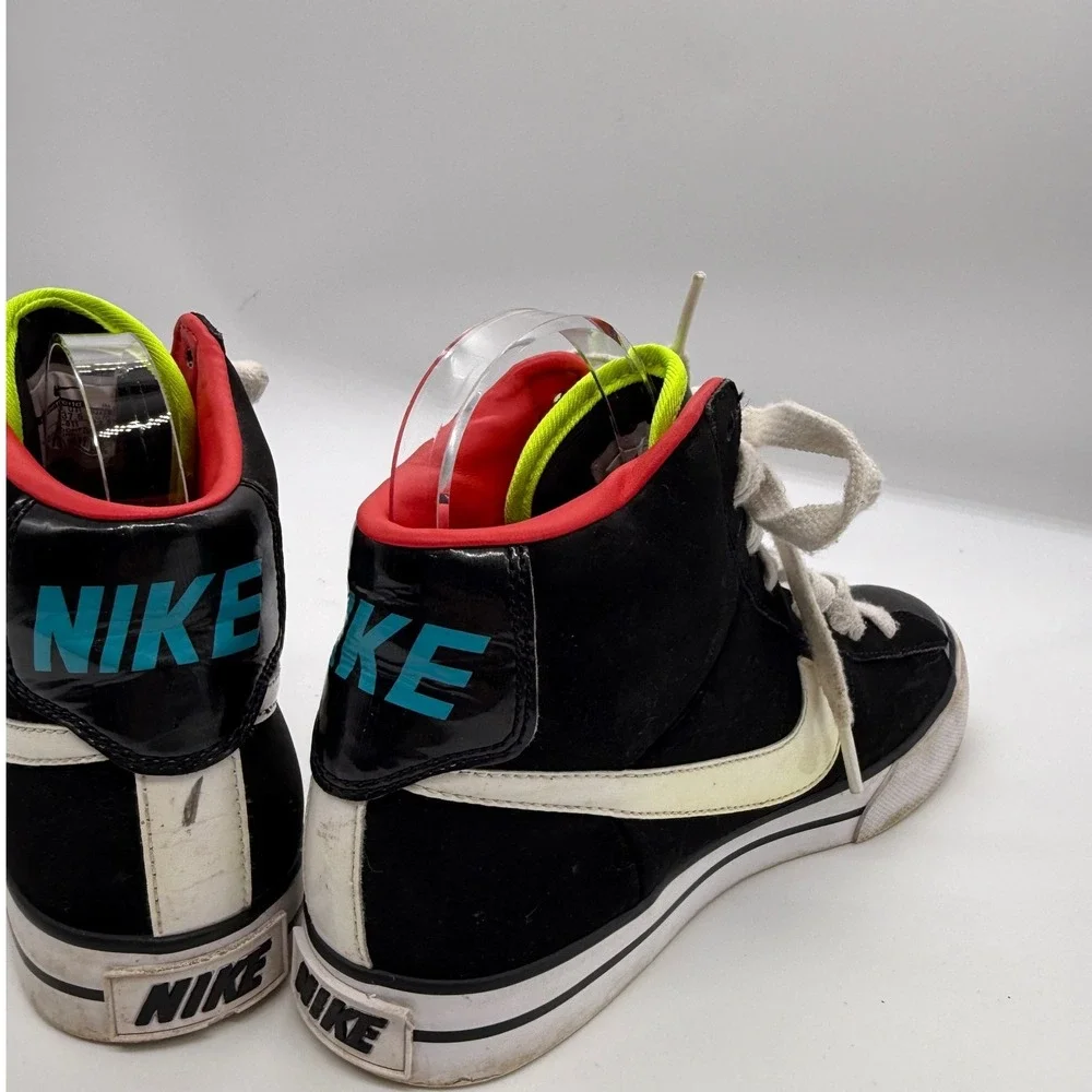 Nike Sweet Classic High Kids 5Y Black Neon Patent Leather Sneakers Athletic Shoe - Picture 4 of 9